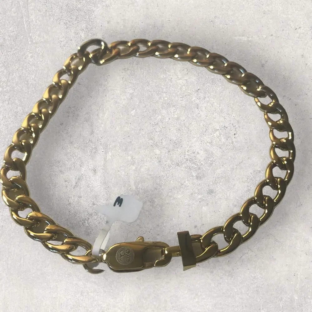 Esquire Men's Cuban Link Gold Plated Stainless Steel Bracelet